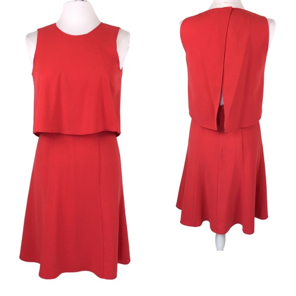 BCBGMaxAzria Dresses & Skirts - BCBGMaxAzria Mode Orange Coral Mod Tiered Open Back Retro Swing Dress size 6